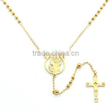 rosary beads catholic jewelry necklace 316 stainless steel catholic religious souvenir gold prayer beads angel baby jesus