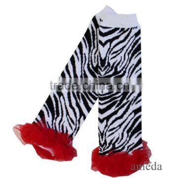 Baby Red Ruffles Zebra Leg Warmers