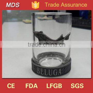 Russian vodka rock beluga pewter aluminum label fish shot glass