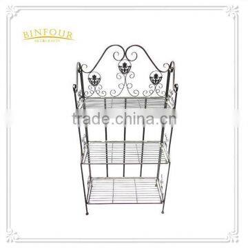 Wrought iron flower display shelf floor 4 tiers home decoration metal garden rack