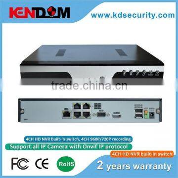 4CH HD NVR built-in switch, 4CH 960P/720P Network Video Recorder