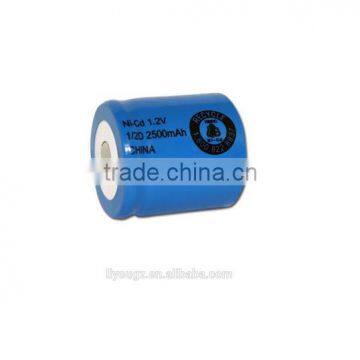 wholesale 1/2D 1.2V 2500mAh NiCD Rechargeable Battery Flat Top Cell -Blue