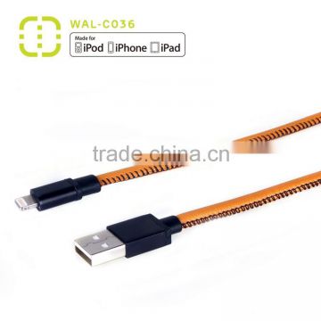 round MFi 8 pin braided charger cable for iphone 5