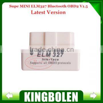 2014 New White MINI ELM327 Bluetooth OBD2 / OBDII ELM 327 V1.5 Auto Diagnostic Interface Scanner FREE SHIPPING