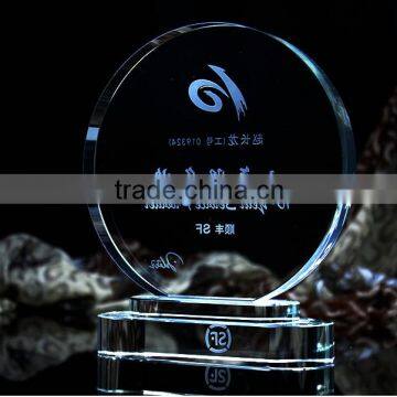 simple design round engraved crystal trophy