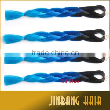 24 Inch 1B/Blue Two Tone Jumbo Ombre Braiding Hair Made of High Quality Synthetic Fiber Jumbo Braids