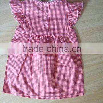 High Quality Baby Garment Kids Girl Pink Top Plaid Kids Sleeveless t Shirt photo-2