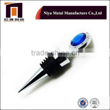 Cheap price metal bottle stopper with crystal for promotional and fancy wine stopper