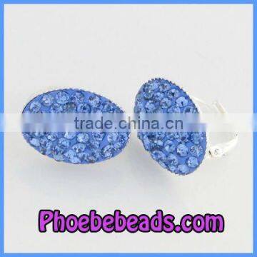 Wholesale Light Blue Rhinestone Pave Nickel Free Clip On Earrings Fashion PEA12