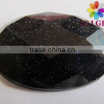 Blue Sandstone Facet Oval Cabochon-Factory Calibrated Cut