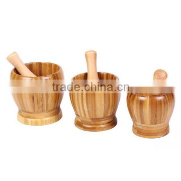 Bamboo mortar & pestle set,healthy spice tool and kitchen set