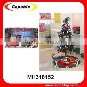 Plastic battery operated slot toy rail car toy on Chiristmas tree