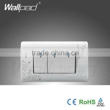 2016 Hot Sales Wallpad 110-250V PC Frame US/AU 3 Gang 2 Way Wall Switch White Flower Pattern 118*72mm                        
                                                Quality Choice