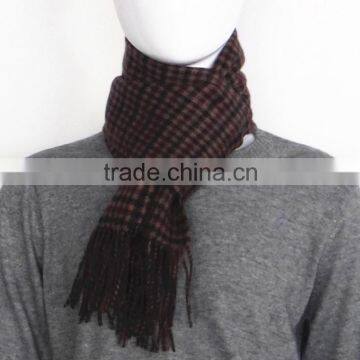 Double Face Checked and Solid Color Wool Scarf photo-3