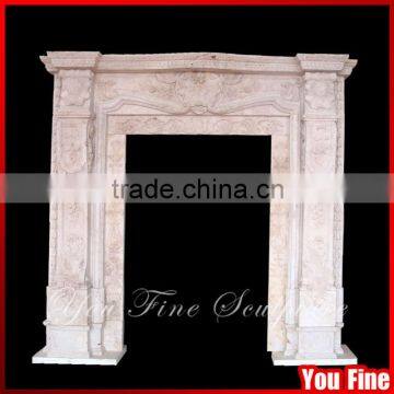 Home Decoration Beige Marble Door Frame With Flowers