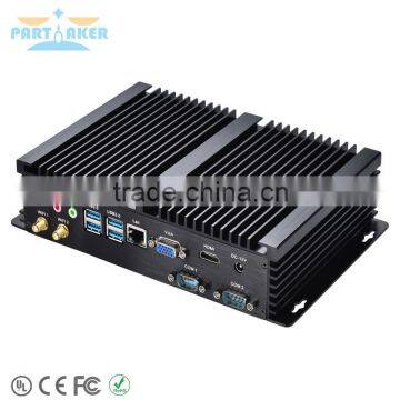 Partaker I3 Fanless Industrial Mini Pc 2 COM Black Color with Intel i3 4005u 4010u 5005u i5 4200u 4230u core i3 i5 mini pc