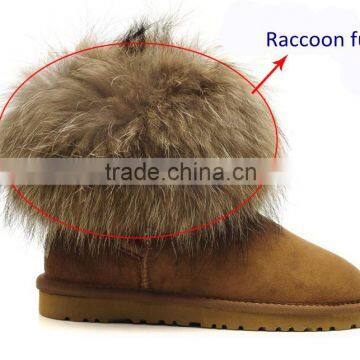 Natural raccoon dog fur boot toppers real raccoon skin fur boot cuff