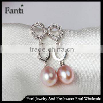 Latest pearl earring designs/drop freshwater pearl earrings