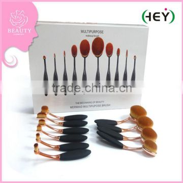 2016 Hot Selling toothbrush shape Oval Makeup Brush, Women Face 10pcs Makeup Brush