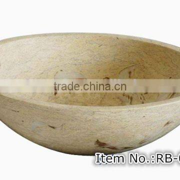 RB-061 yellow marble counter top wash basin