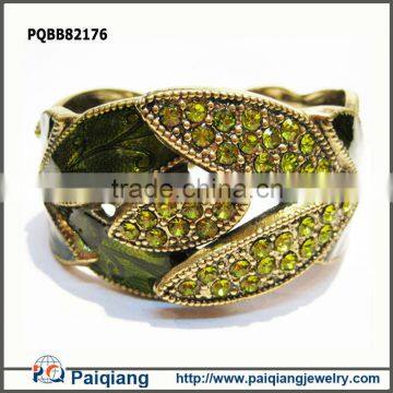 Rhinestone bangle , green jade bangle , fashion bangle