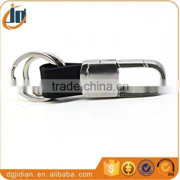 Wholesale Stainless steel leather keychain keyring