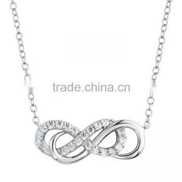 real 925 silver fashion jewelry pendant double infinity necklace