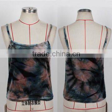 OEM tie dye clothing women velvet underwear camisole