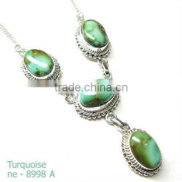 Wholesale gemstone jewelry 925 sterling silver turquoise necklace