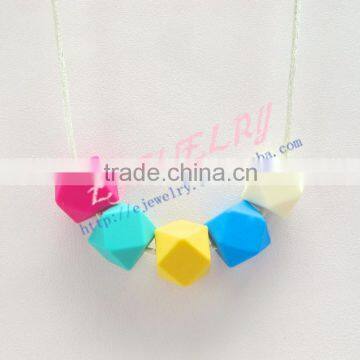 hot colorful hexagonal baby silicone beads teething necklace factory wholesale teething necklace 2016 newTN005