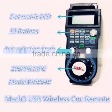 Good product that 4 axis cnc remote pendant with handwheel and LCD display usb wireless control Mach3 cnc machine