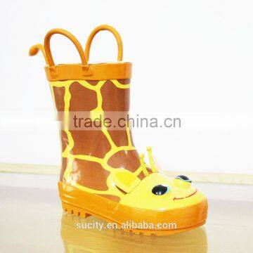 wholesale children rubber rain boots in animal shape with handle