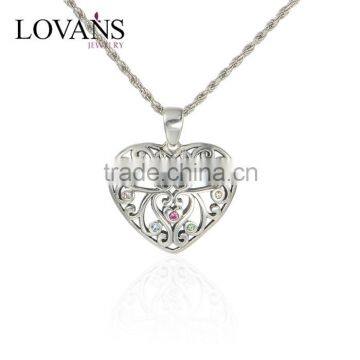 Colorful Rhinestone Jewelry Silver Heart Pendant