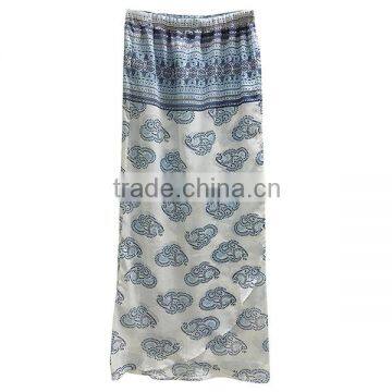 2016 Summer Fashion Women Printed Boho Beach Skirts Front Overlap Designs Chiffon Ethnic Long Maxi Skirt photo-4