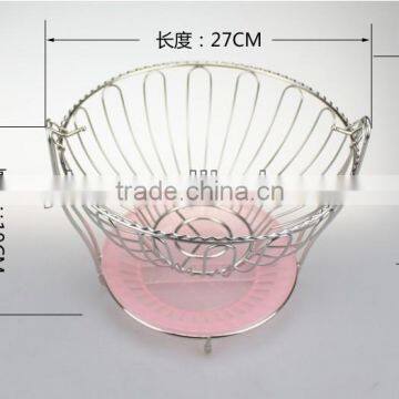 round shaped stainless steel fruit basket bread basket