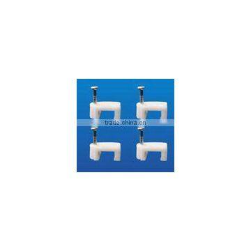 Supply 14mm white square plastic cable clip with nail PE white