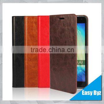 Luxury Mobile Phone Case For Samsung Galaxy A7 Leather Crazy Horse Grain Premium Leather Wallet Flip Holder Cover Case