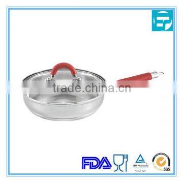 Stainelss steel frying pan with silicone handle