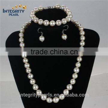 Simple design 10-12mm grade AA edison freshwater pearl set jewelry