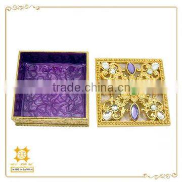 Luxury Islamic middle east gold metal jewelry solid perfume box