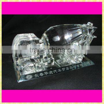 Personalized Engraved Crystal Mixer Track Model For Building Company Souvenirs