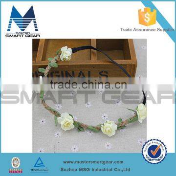 Girls Flower Fairy Bohemian Braid Wedding Beach Tiara Crown Hair Headband Beige