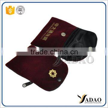 Customize logo printed jewelry packaging pouch jewelry packaging bags with button closure wholesale