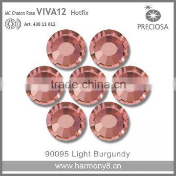 PRECIOSA Flat Back Glass Stones Hotfix, Lt.Burgundy MC Chaton Rose VIVA12