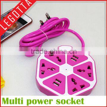 2016 Newest Colorful Desktop Extension Multiple Power Socket With USB Outlet photo-5
