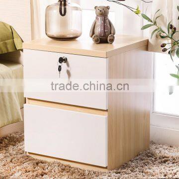 Wooden effect cheap MFC bedroom nightstand with 2drawers