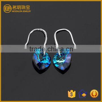 Fashion 925 Sterling Silver Blue Love Earrings ,the Heart of Austrian Crystal Earrings !