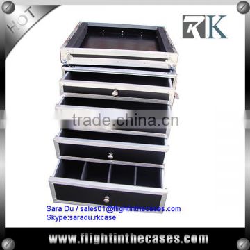 12U Rack Drawe Case with Wheels, Flight Case with 4 Drawers