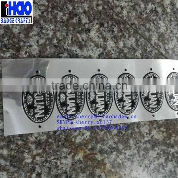 Self adhesive bottle aluminum thin metal sticker,black metal label for Tequila bottle