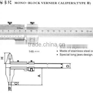 carbone steel or stainless steel mono-block vernier calipers type III